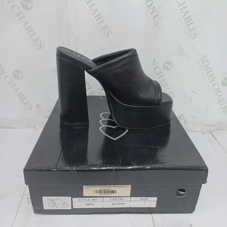 KOI FOOTWEAR LADIES BLACK HIGH HEELED MULES SIZE 7