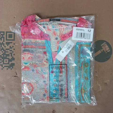 BAGGED ROMAN HOTFIX PRINTED TOP IN PINK/MULTI SIZE 12