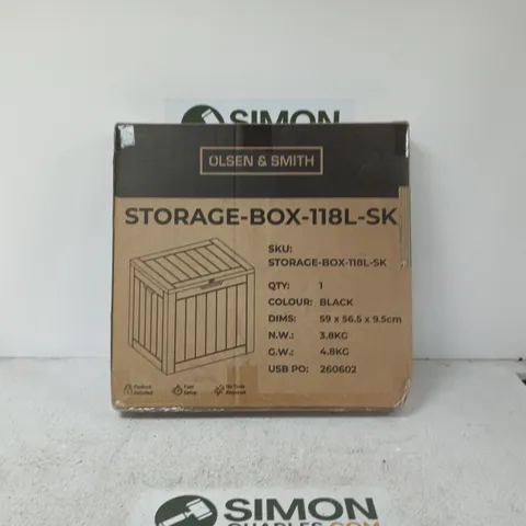 BOXED OLSEN & SMITH STORAGE BOX IN BLACK