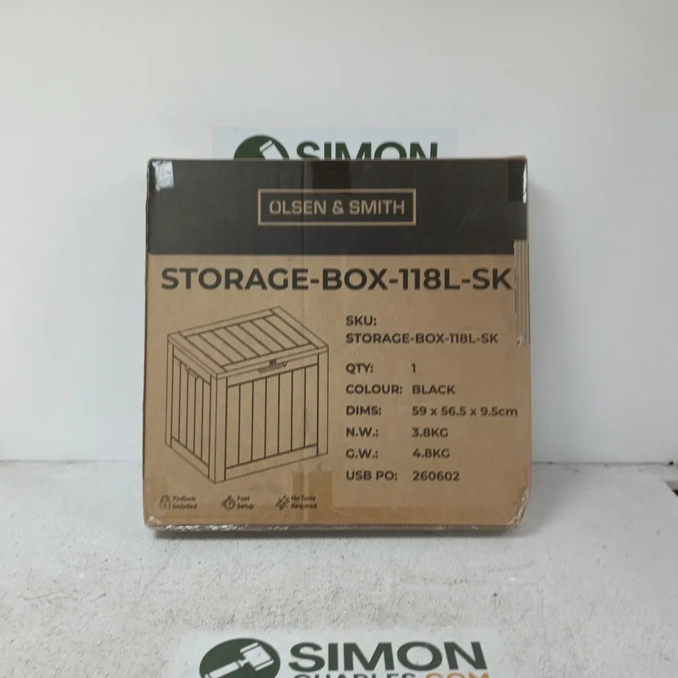 BOXED OLSEN & SMITH STORAGE BOX IN BLACK