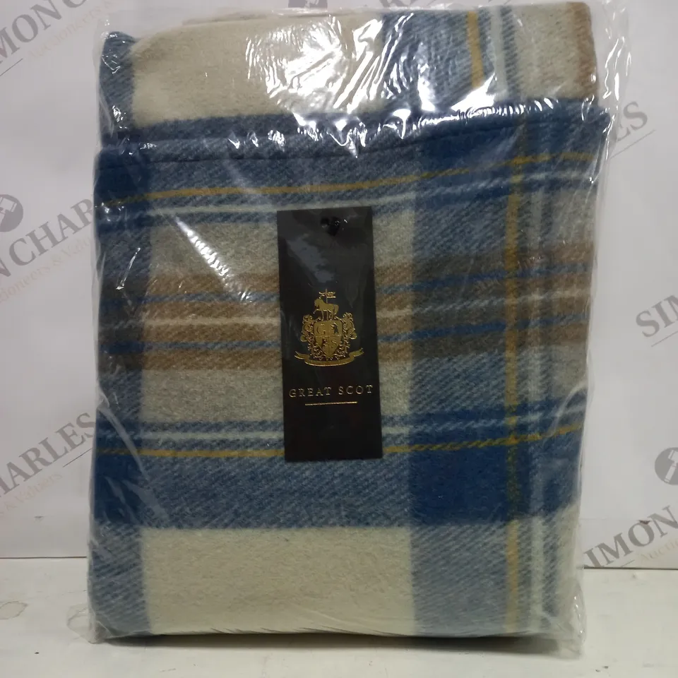 GREAT SCOT TARTAN BLANKET IN BLUE - SIZE UNSPECIFIED