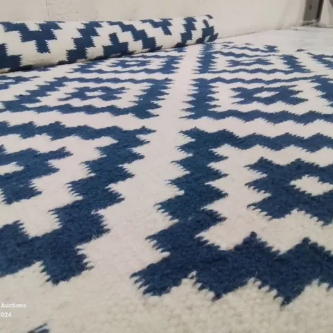 BRAND NEW PACO HOME 500 KENITRA 80X150CM BLUE AND WHITE RUG