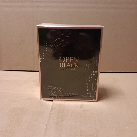 BOXED AND SEALED OPEN BLACK POUR FEMME EAU DE PARFUM 100ML