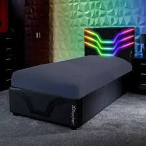 BOXED X ROCKER COSMOS RGB LED SINGLE OTTOMAN BED - BLACK (2 BOXES)