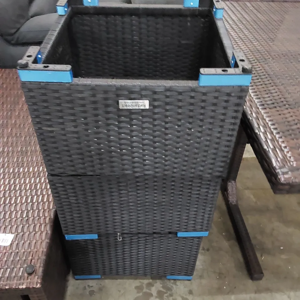 3 X DESIGNER SMALL RATTAN SIDE TABLES - MISSING GLASS TOPS