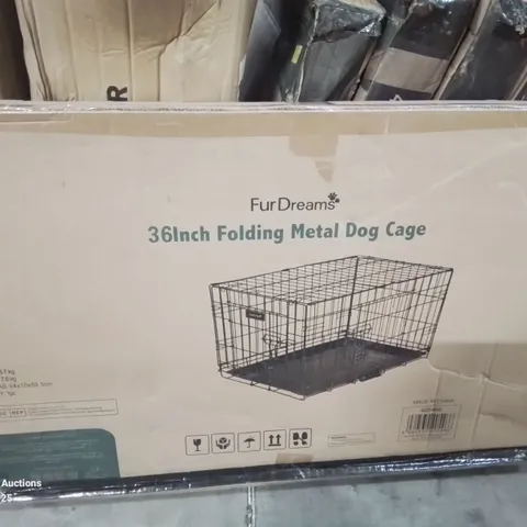 BOXED 36INCH FOLDING METAL DOG CAGE