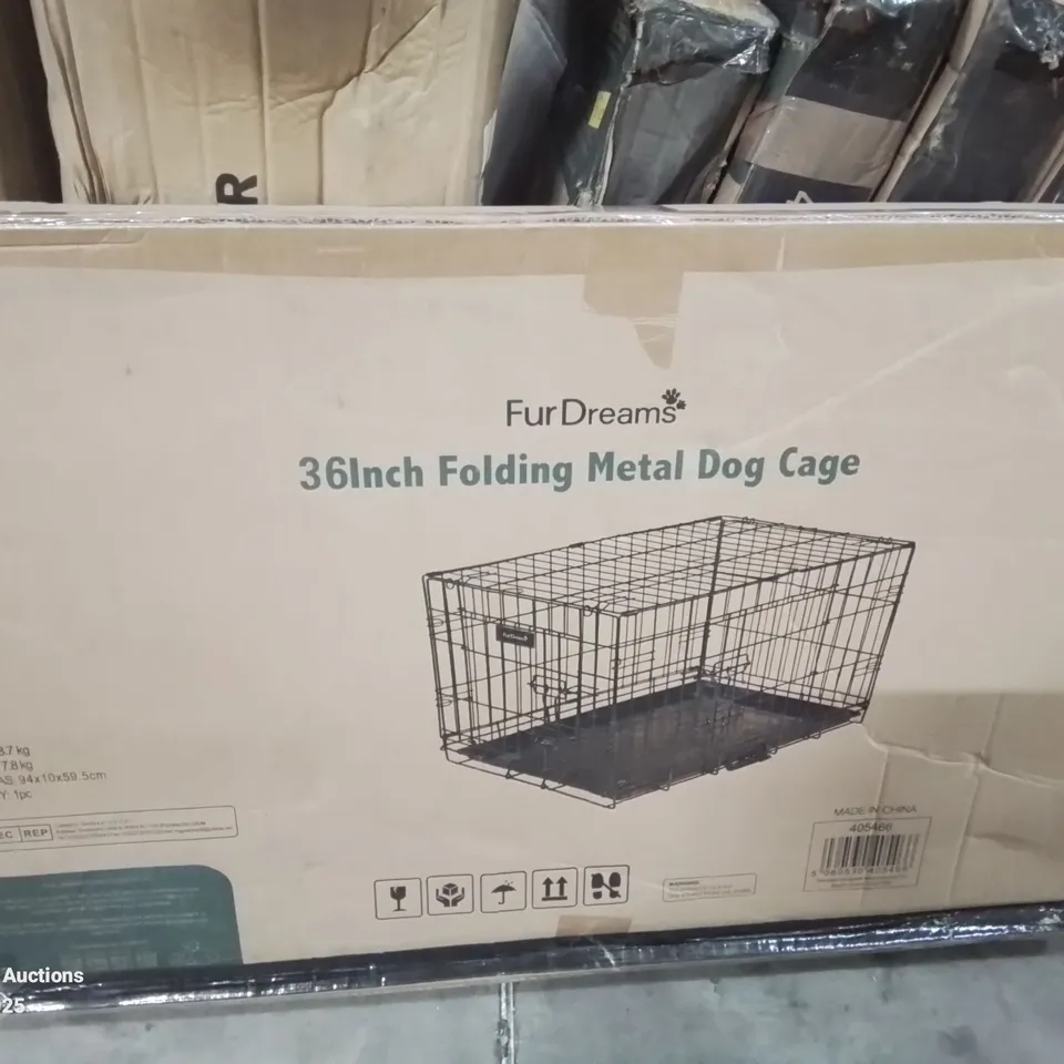 BOXED 36INCH FOLDING METAL DOG CAGE