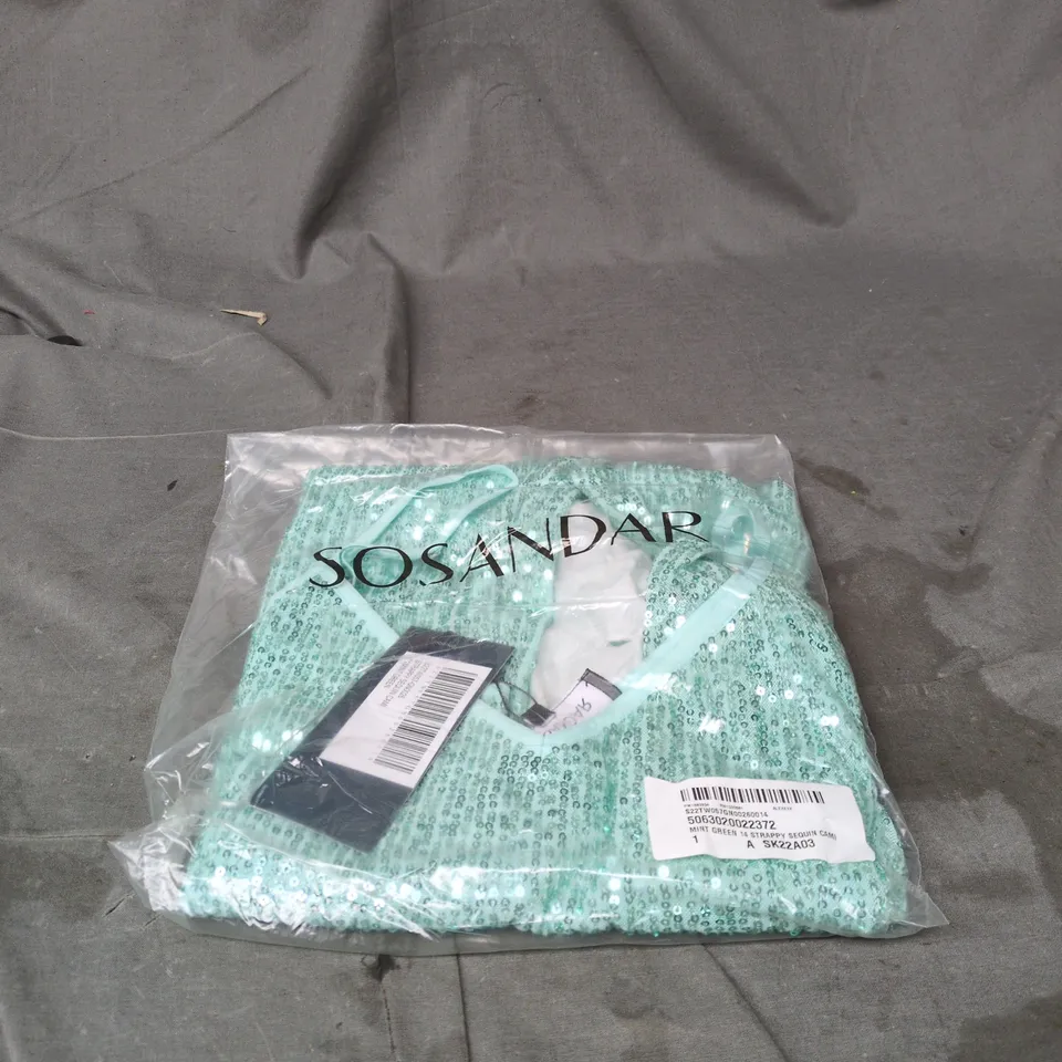 SOSANDAR STRAPPY SEQUIN CAMI MINT GREEN SIZE 14 BAGGED WITH TAGS