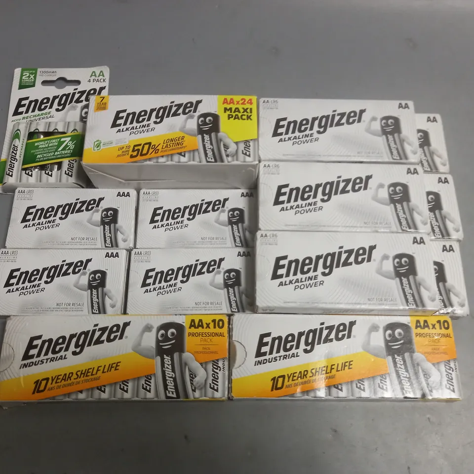 LOT OF 14 ASSORTED PACKS OF ENERGIZER TO INCLUDE AA, AAA