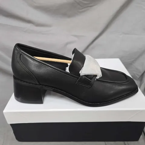 BOXED PAIR OF KURT GEIGER KINGSLEY HEEL LOAFERS IN BLACK - SIZE 41