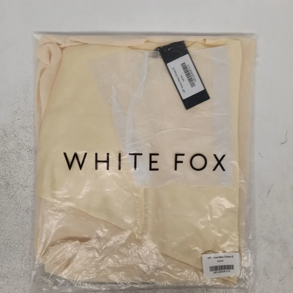 BAGGED WHITE FOX VIP VIBES MAXI DRESS IN LEMON SIZE SMALL