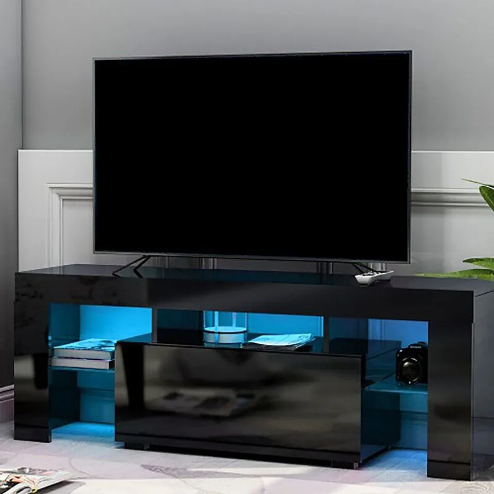 BOXED DIONISIC BLACK TV STAND FOR TV'S UPTO 55 INCHES