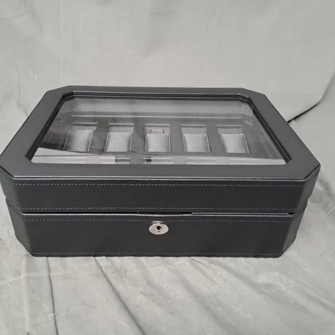 WOLF WINDSOR 10 PIECE WATCH BOX IN BLACK