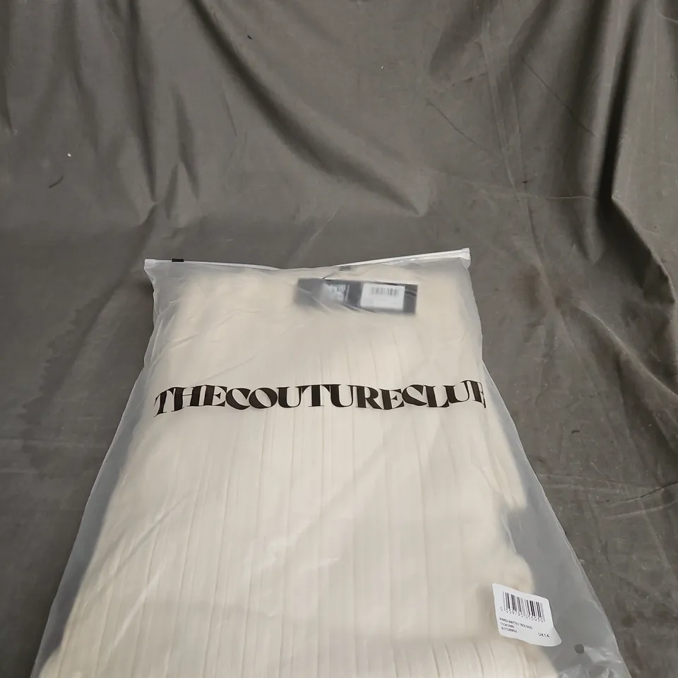 THE COUTURE CLUB RIBBED KNITTED TROUSERS – UK14 – BUTTERMILK