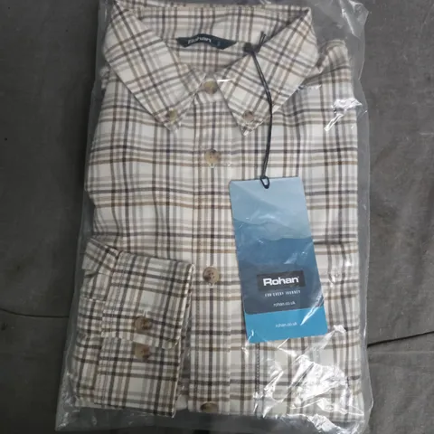 BAGGED ROHAN DOVER SHIRT LONG SLEEVE MENS ECRU/CEDAR - SMALL