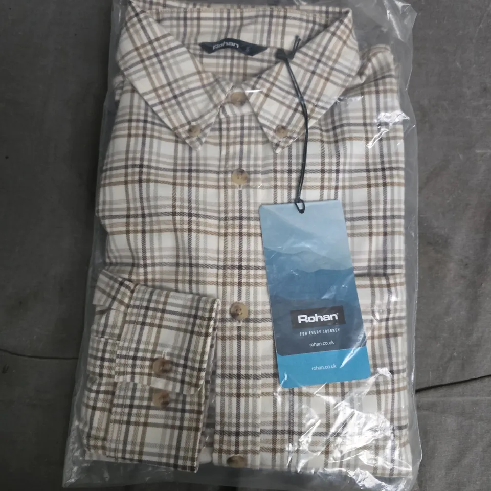 BAGGED ROHAN DOVER SHIRT LONG SLEEVE MENS ECRU/CEDAR - SMALL