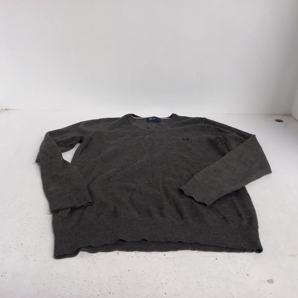 FRED PERRY MERINO WOOL JUMPER – DARK GREY, UK M (M)