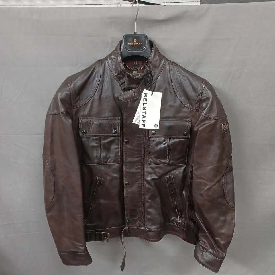 BELSTAFF LEGACY GANGSTER JACKET IN ANTIQUE BROWN SIZE UK 40