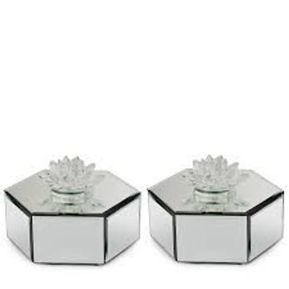 JM BY JULIEN MACDONALD SET OF 2 CRYSTAL LOTUS FLOWER MIRROR TRINKET BOX