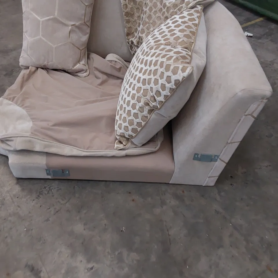 DESIGNER CORNER SECTION BEIGE PLUSH FABRIC 