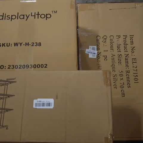 PALLET OF ASSORTED ITEMS TO INCLUDE BOXED RENNES 50X70CM MIRROR, STORAGE UNIT AND PORTABLE ICE BATH
