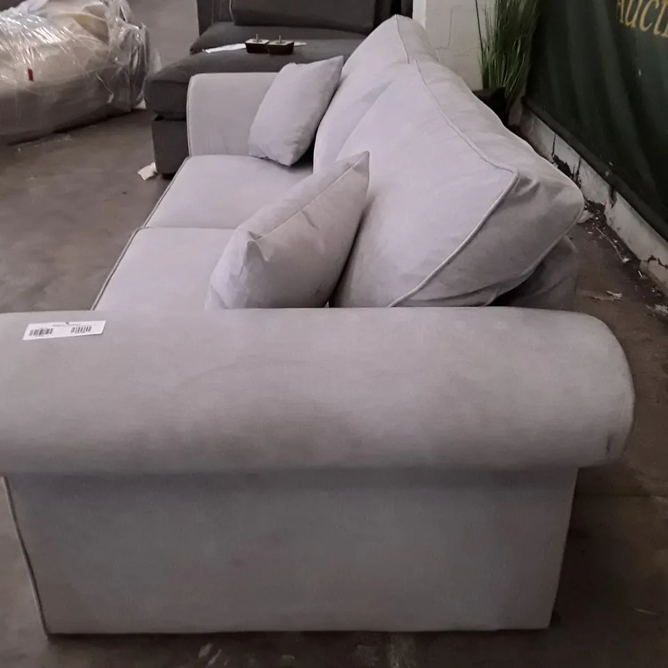 QUALITY DESIGNER 3 SEATER SOFA - LIGHT GREY FABRIC