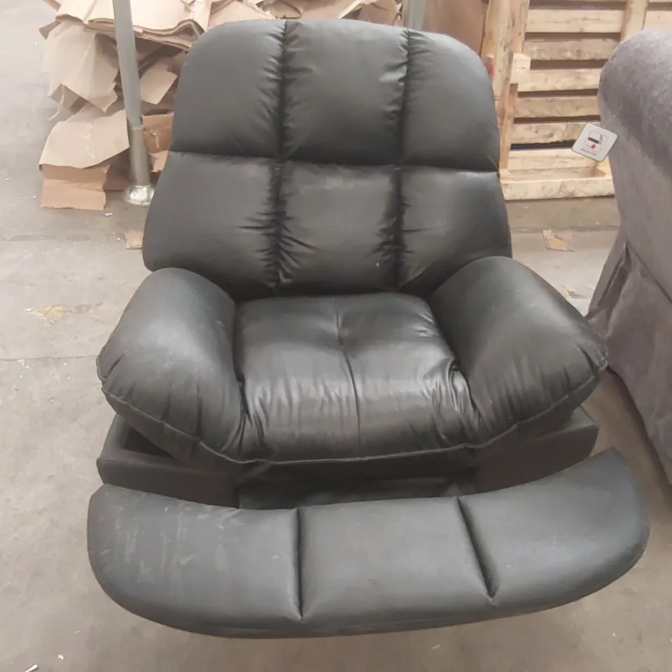 QUALITY DESIGNER FAUX LEATHER MANUAL RECLINER/ROCKING ARMCHAIR