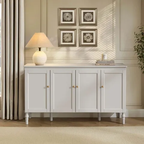 BOXED DUSK RUBY 4 DOOR SIDEBOARD - STONE GREY (1 BOX)