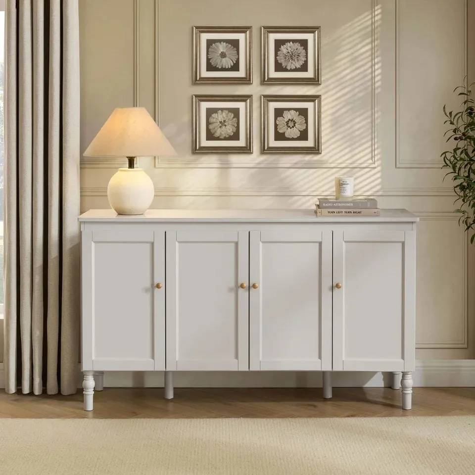 BOXED DUSK RUBY 4 DOOR SIDEBOARD - STONE GREY (1 BOX)