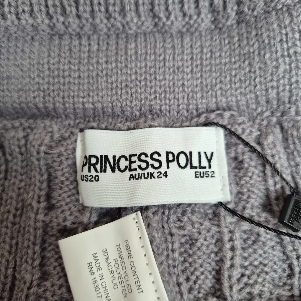 PRINCESS POLLY CURVE CABLE KNIT FOLDOVER PANTS GREY UK 24 (US 20 / AU 24)