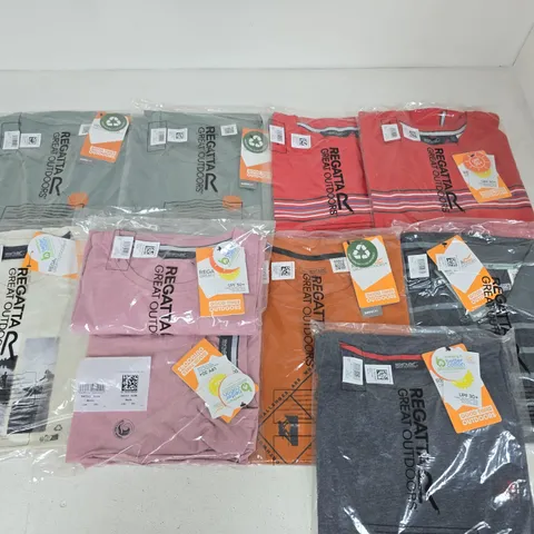 LOT OF 10 ASSORTED BRAND NEW REGATTA T-SHIRTS IN VARIOUS STYLES, COLOURS AND SIZES