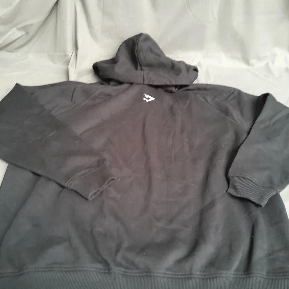 BLACK GYMSHARK SWEATS HOODIE SIZE L