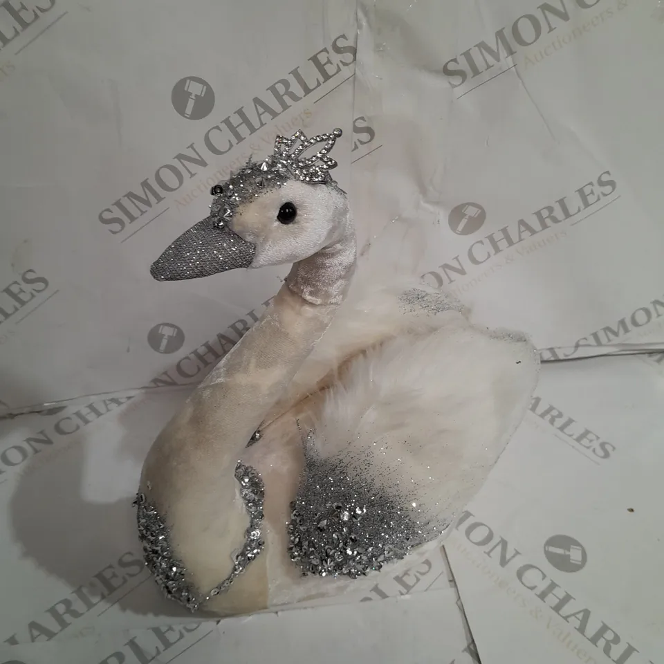 SET OF 2 FAUX FUR SWANS