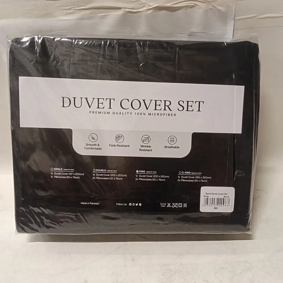 DUVET COVER SET – PREMIUM MICROFIBER, BLACK, SEALED IN PACKAGING