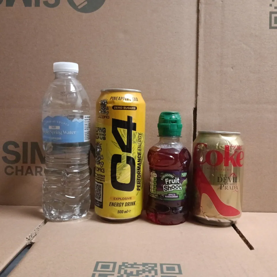 APPROXIMATELY 10 ASSORTED FOOD AND DRINK ITEMS TO INCLUDE C4, FRUIT SHOOT, ETC