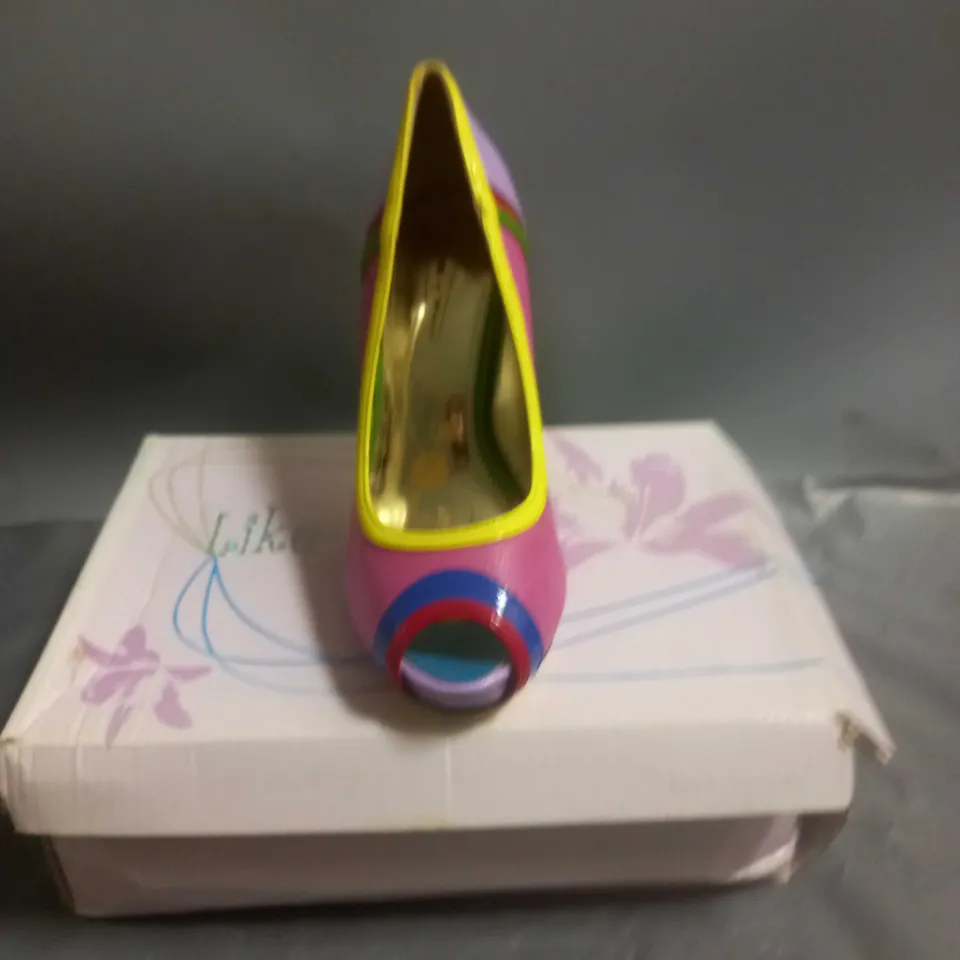 LIKE-YOU LADIES HIGH HEELED MULTI-COLOURED OPEN TOE SHOES SIZE EU 7