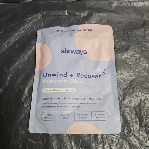 SEALED SIXWAYS UNWIND + RECOVER MUSHROOM BLEND – CACAO DREAM FLAVOUR, 150G