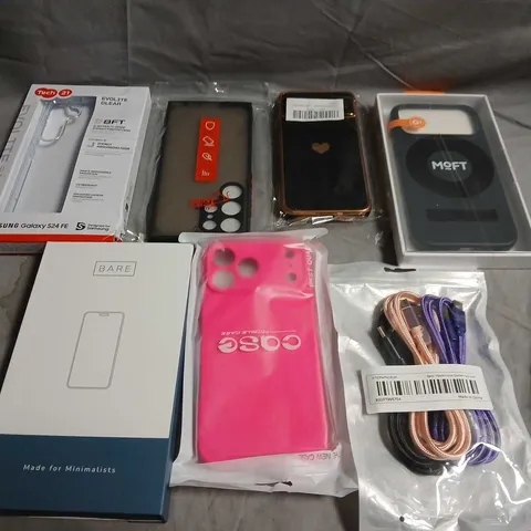 APPROX 20 ASSORTED PHONE ACCESSORIES TO INCLUDE CASES, SCREEN PROTECTORS, CHARGERS, ETC 