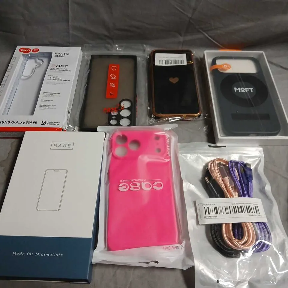 APPROX 20 ASSORTED PHONE ACCESSORIES TO INCLUDE CASES, SCREEN PROTECTORS, CHARGERS, ETC 