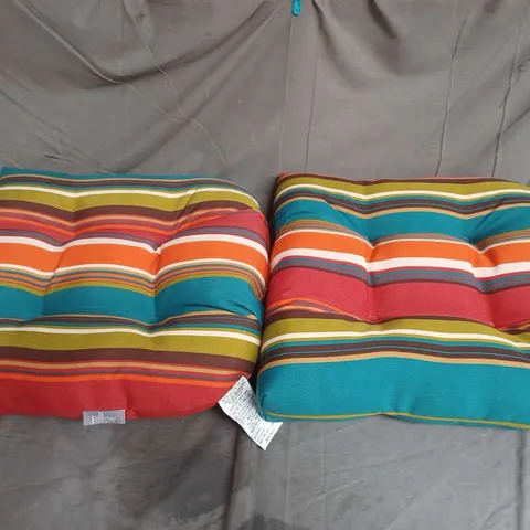 PAIR OF PILLOW PERFECT SEAT CUSHIONS IN MULTI STRIPE