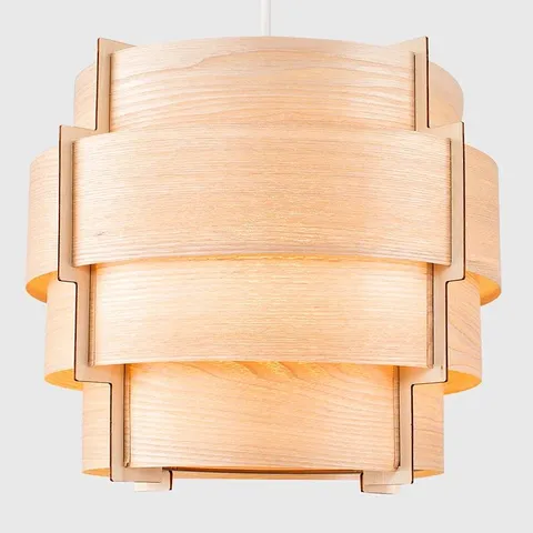 BOXED 28CM H WOOD DRUM PENDANT SHADE