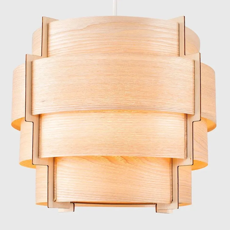BOXED 28CM H WOOD DRUM PENDANT SHADE 
