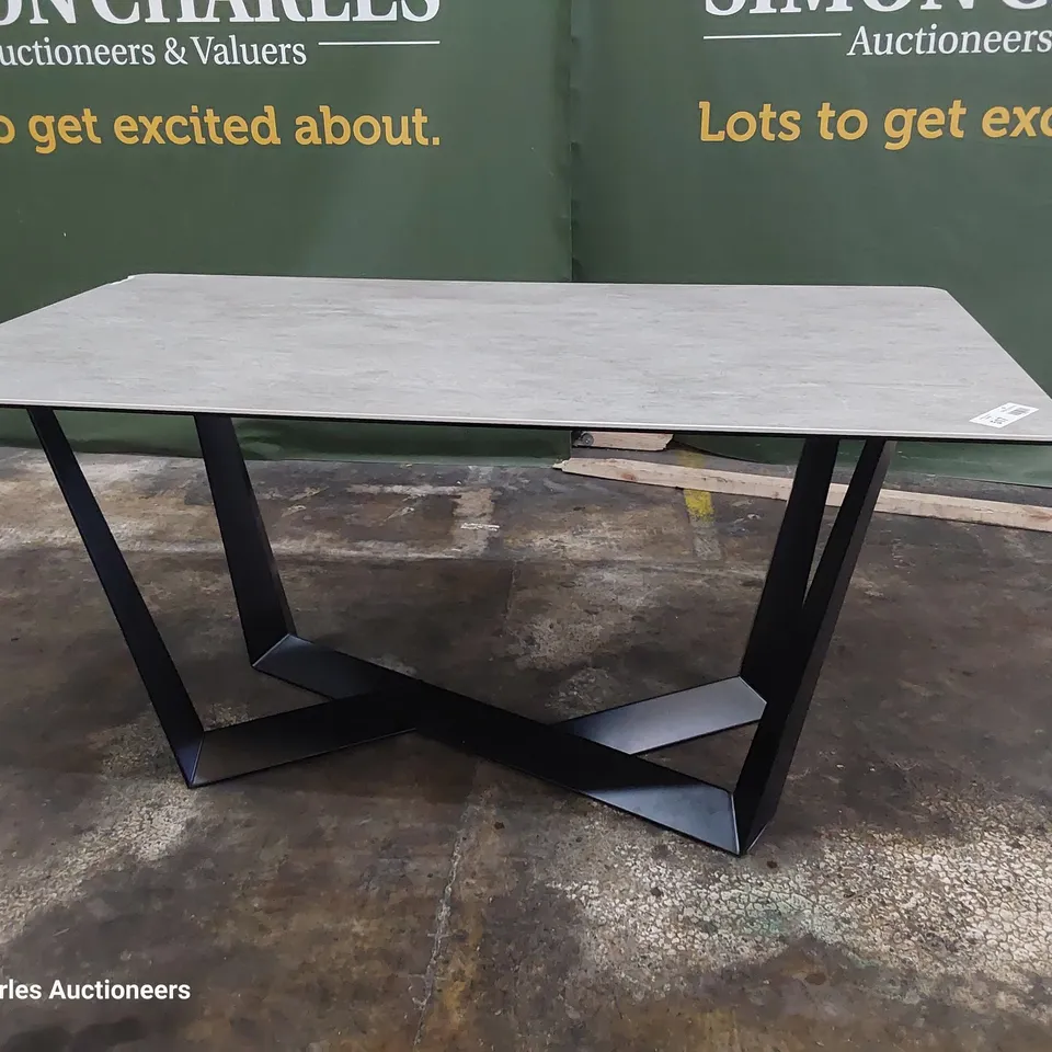 DESIGNER CONCRETE EFFECT RECTANGULAR DINING TABLE