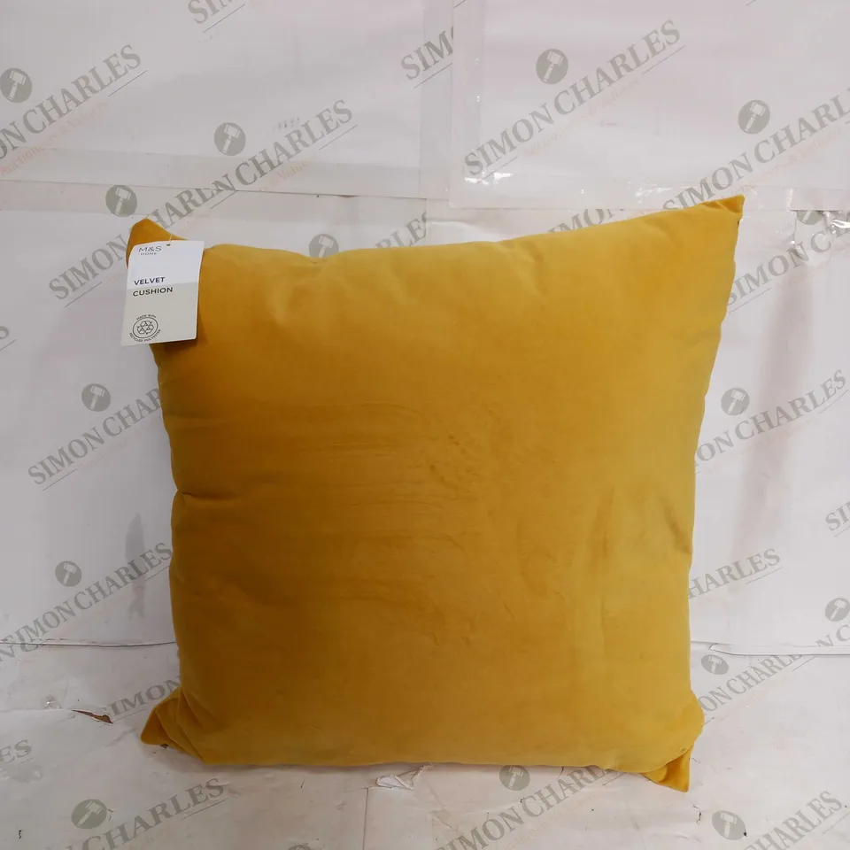 M&S VELVET CUSHION IN MUSTARD YELLOW 