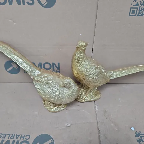 GOLD GLITTER PHEASANT ORNAMENTS (SET OF 2)