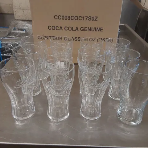 BOX CONTAINING 23x COCA COLA 16OZ GLASSES AND 1x UNBRANDED GLASS
