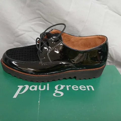 PAUL GREEN VELVET & PATENT LEATHER LACE-UP OXFORD SHOES – UK 4