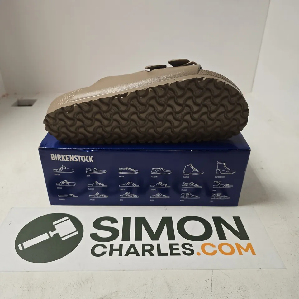 BOXED PAIR OF BIRKENSTOCK ARIZONA EVA IN GREY TAUPE - UK 9.5