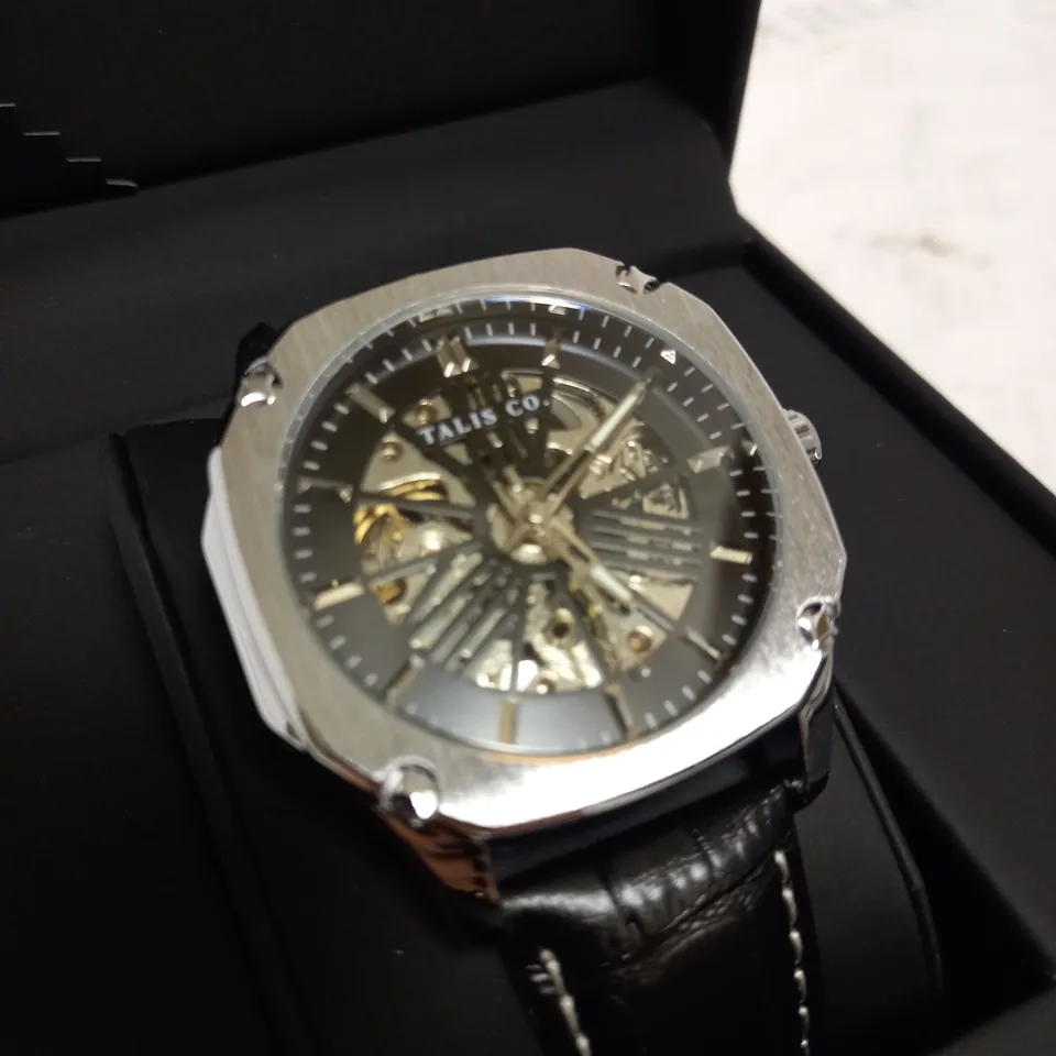TALIS CO SKELETON DIAL LEATHER STRAP WRISTWATCH RRP £575