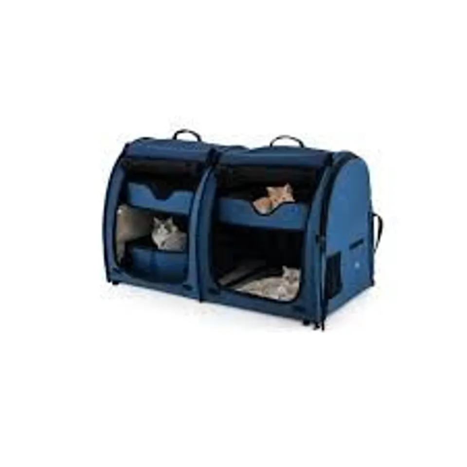 BOXED COSTWAY NAVY 2 TIER PET TRAVEL CARRIER WITH REMOVABLE HAMMOCKS